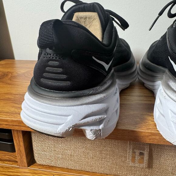 HOKA Bondi 8 Sneaker Women 8.5B Black White 1127952 BWHT Running Walking Spring - Picture 8 of 13